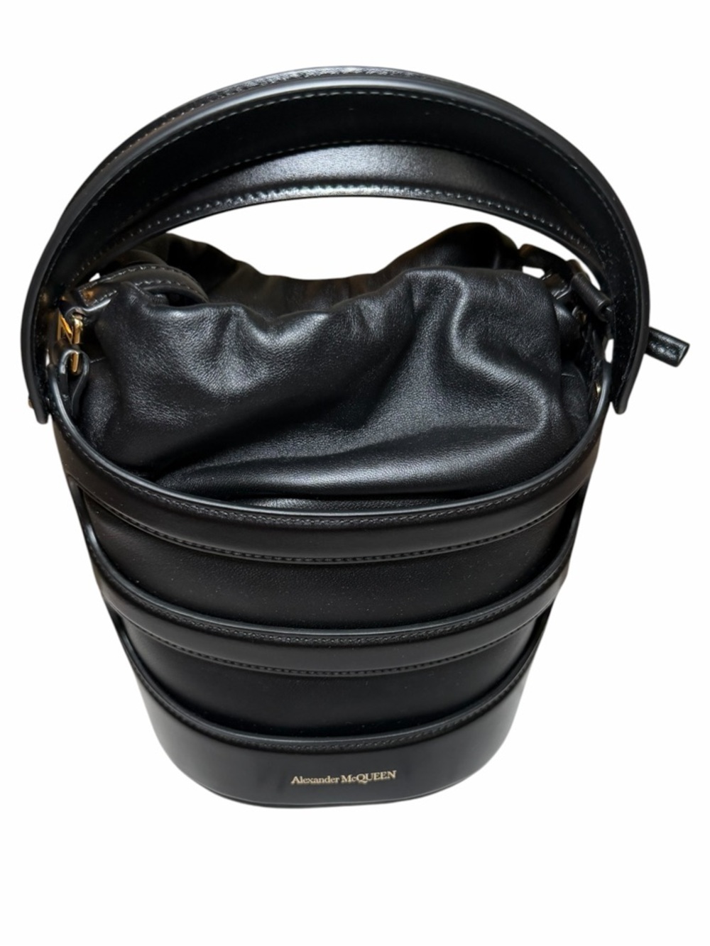 NWT Alexander McQueen The Rise Bucket Bag - Black Leather